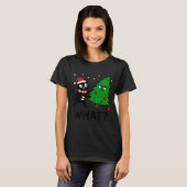 Funny Cute Black Cat What Jamas Christmas Tree Cos Tシャツ (正面フル)