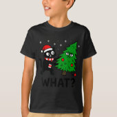 Funny Cute Black Cat What Jamas Christmas Tree Cos Tシャツ (正面)
