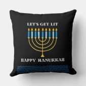 Funny Cute Blue Hanukkah Menorah Design クッション (裏面)