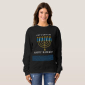 Funny Cute Blue Hanukkah Menorah Design スウェットシャツ (正面フル)