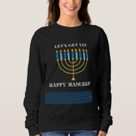 Funny Cute Blue Hanukkah Menorah Design スウェットシャツ
