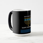 Funny Cute Blue Hanukkah Menorah Design モーフィングマグカップ (正面左)