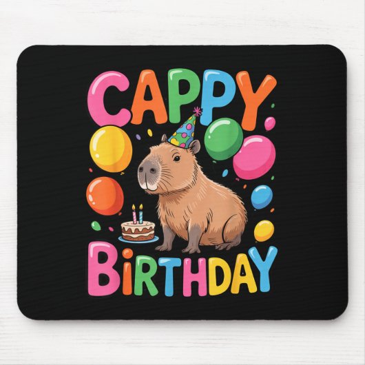 Funny Cute Capy Capybara Animal Birthday Party Sup マウスパッド (正面)