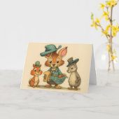 Funny Cute Cartoon Animal Couriers Any Occasion  カード (黄色い花)