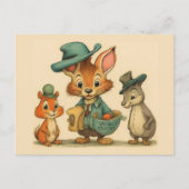 Funny Cute Cartoon Animal Couriers Any Occasion  シーズンポストカード (正面)