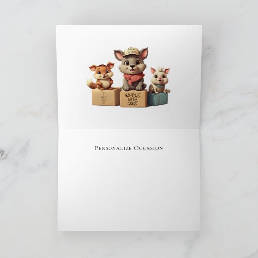Funny Cute Cartoon Animals Any Occasion Delivery カード (内部)