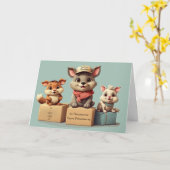 Funny Cute Cartoon Animals Any Occasion Delivery カード (黄色い花)