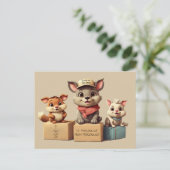 Funny Cute Cartoon Animals Delivery  Any Occasion シーズンポストカード (スタンド正面)