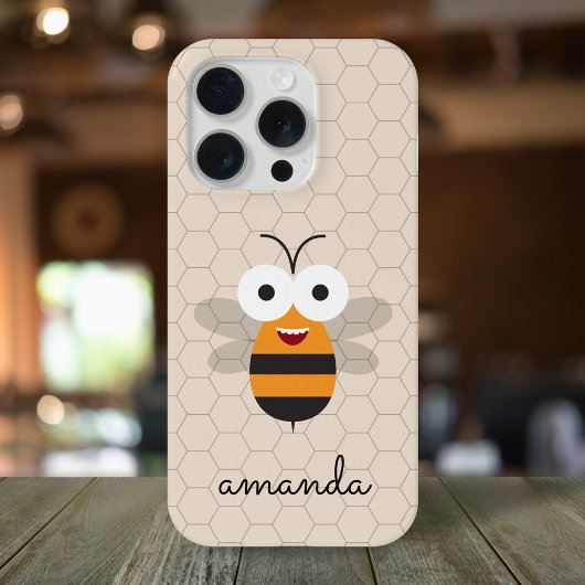 Funny Cute Cartoon Honey Bee Honeycomb iPhoneケース