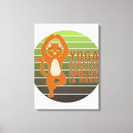Funny cute cat doing yoga. funny yoga design キャンバスプリント (正面)
