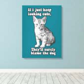 Funny cute cat meme for cat owners & kitty lovers キャンバスプリント (インサイチュ (ウッドフロア))