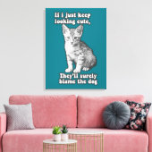 Funny cute cat meme for cat owners & kitty lovers キャンバスプリント (インサイチュ (リビング))