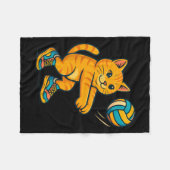 Funny Cute Cat Volleyball Player Fan Tee Trainer T フリースブランケット (正面(横))