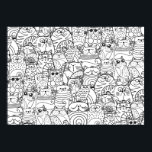 Funny Cute Cats Doodle Relaxing Party Coloring Art ポスター<br><div class="desc">Coloring poster with whimsical zen doodle crowd of funny cats for relaxing coloring for kids or adults,  fun activity for cat lovers.</div>
