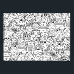Funny Cute Cats Doodle Relaxing Party Coloring Art ポスター<br><div class="desc">Coloring poster with whimsical zen doodle crowd of funny cats for relaxing coloring for kids or adults,  fun activity for cat lovers.</div>
