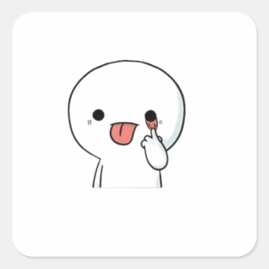 Funny Cute Chibi Character Sticker スクエアシール (正面)