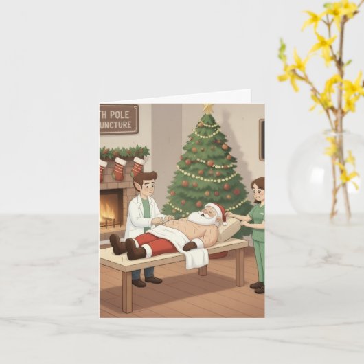Funny/Cute Christmas Card for Acupuncturists カード (黄色い花)