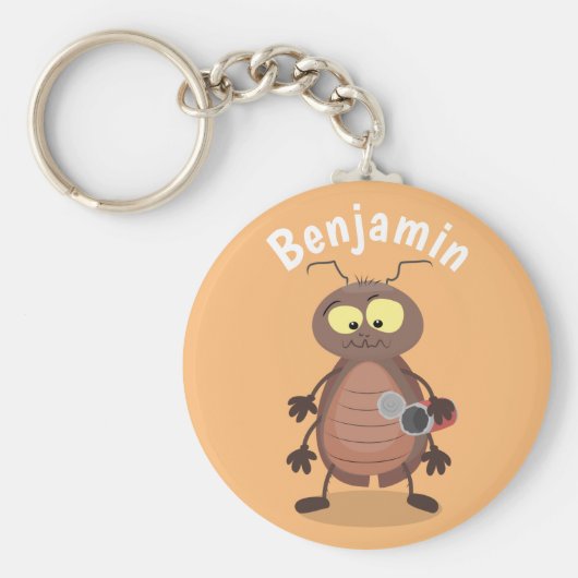 Funny cute cockroach cartoon character キーホルダー (正面)