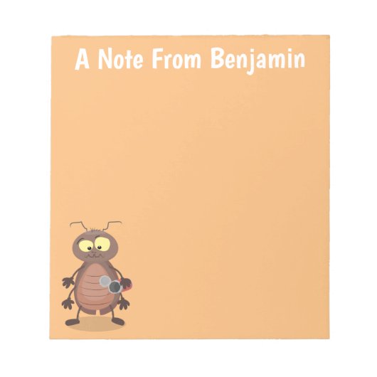 Funny cute cockroach cartoon character ノートパッド (正面)