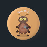 Funny cute cockroach cartoon character 缶バッジ<br><div class="desc">This cute design features a funny cockroach (cute?) in cartoon illustration. Bring some roach fun to someone's day!</div>