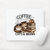 Funny Cute Coffee Cats Books Lover Women Men Kids  マウスパッド (マウス)