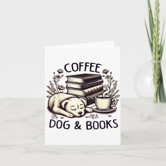 Funny Cute Coffee Dog Books Lover Women Men Kids  カード (正面)