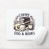 Funny Cute Coffee Dog Books Lover Women Men Kids  マウスパッド (マウス)