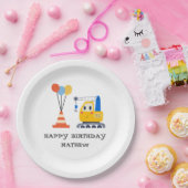 Funny & Cute Construction Birthday  ペーパープレート (パーティー)