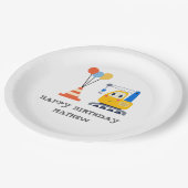 Funny & Cute Construction Birthday  ペーパープレート (アングル)