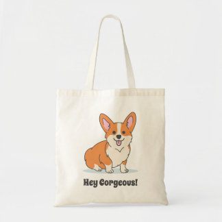 Funny Cute Corgi Puppy - Hey Corgeous トートバッグ