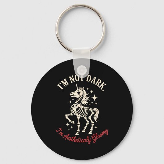 Funny Cute Creepy Unicorn Skeleton Dark Humor Goth キーホルダー (正面)