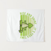 Funny cute crocodile doing yoga. funny yoga quotes タペストリー (正面(横))