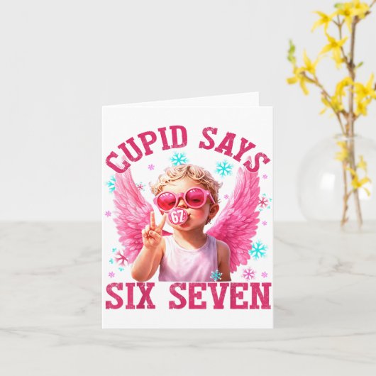 Funny Cute Cud Says Six Seven Valentine's Day 67 M カード (黄色い花)