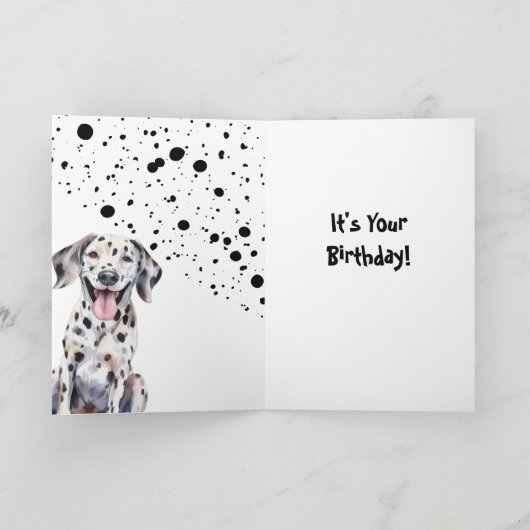 Funny Cute Dalmatian Peeking Dog Birthday Folded カード (内部)
