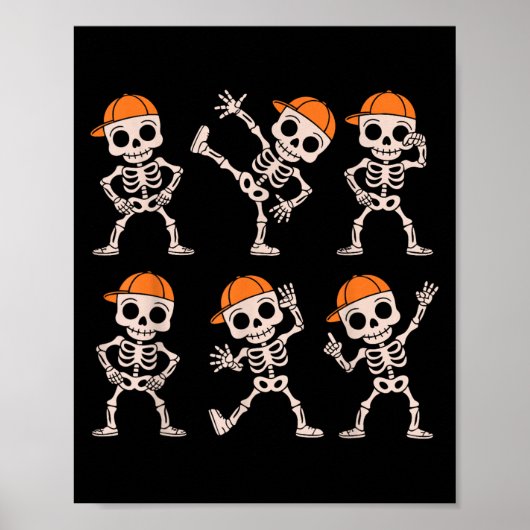 Funny Cute Dancing Skeleton Halloween Boys Kids To ポスター (正面)