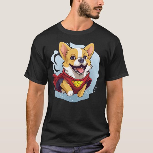 Funny Cute Dog Kawaii Superhero Super Corgi Hero C Tシャツ (正面)