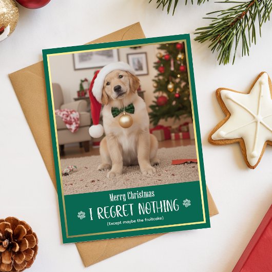Funny Cute Dog Photo Christmas Holiday Postcard シーズンポストカード