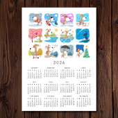 Funny Cute Dog Puppy Year 2026 Magnetic Calendar