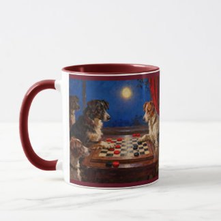 Funny Cute Dogs Playing Checkers Gift Coffee マグカップ