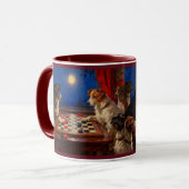 Funny Cute Dogs Playing Checkers Gift Coffee マグカップ (正面左)
