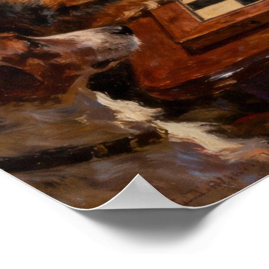 Funny Cute Dogs Playing Checkers Gift Poster ポスター (角)