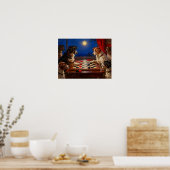 Funny Cute Dogs Playing Checkers Gift Poster ポスター (キッチン)