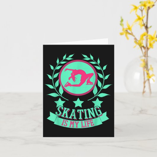 Funny Cute Figure Skater For Ice Skating Srt Gift  カード (黄色い花)