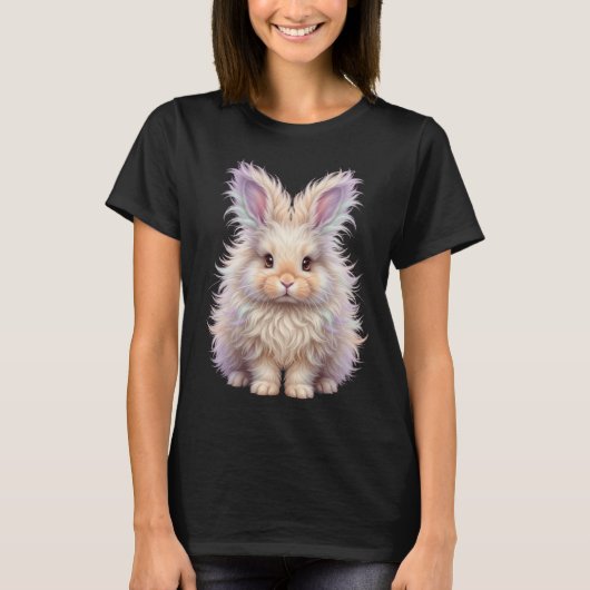 Funny Cute Fluffy Bunny Rainbow Rabbit Kawaii Tシャツ (正面)