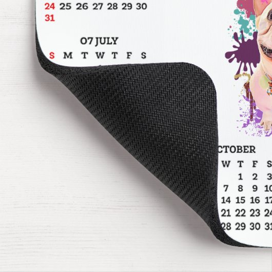Funny Cute Frenchie Dog Calendar  マウスパッド (コーナー)