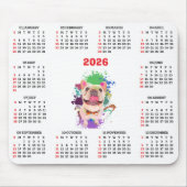 Funny Cute Frenchie Dog Calendar  マウスパッド (正面)