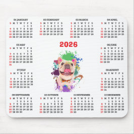 Funny Cute Frenchie Dog Calendar  マウスパッド