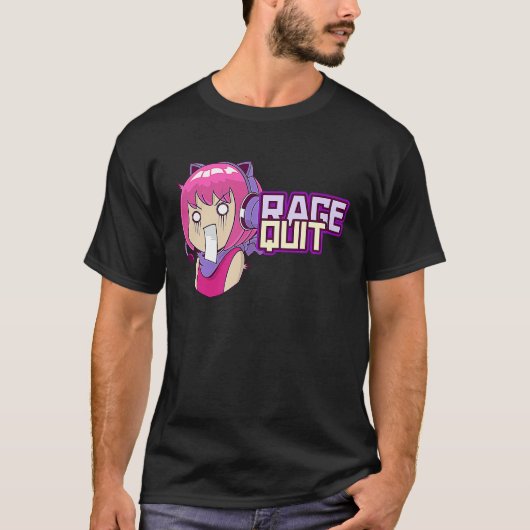 Funny Cute Gamer Girl Rage Quit Kemonomimi Fox Ear Tシャツ (正面)