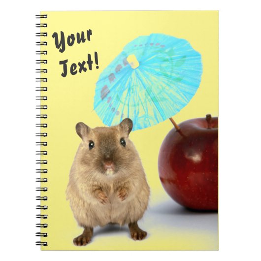 Funny Cute Gerbil Summer Holiday Yellow Your Text ノートブック (正面)
