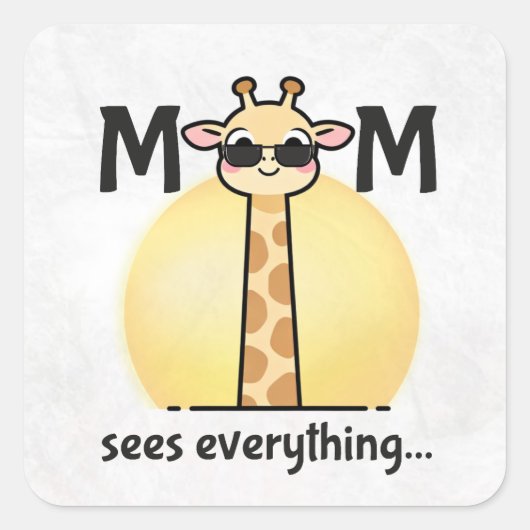 Funny Cute Giraffe Mom Sticker スクエアシール (正面)